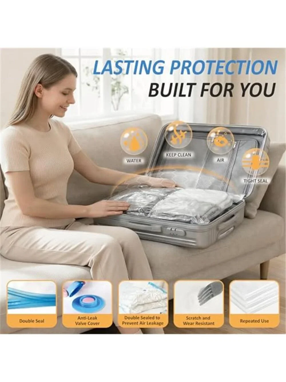 Vacuum Storage Bags Space Saver Travel Luggage Organizer Set with Pump 10 Piece